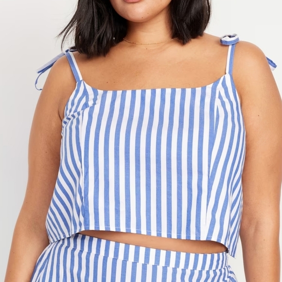 Old Navy Cami Crop Top Blue and White Stripe Large - Picture 4 of 9